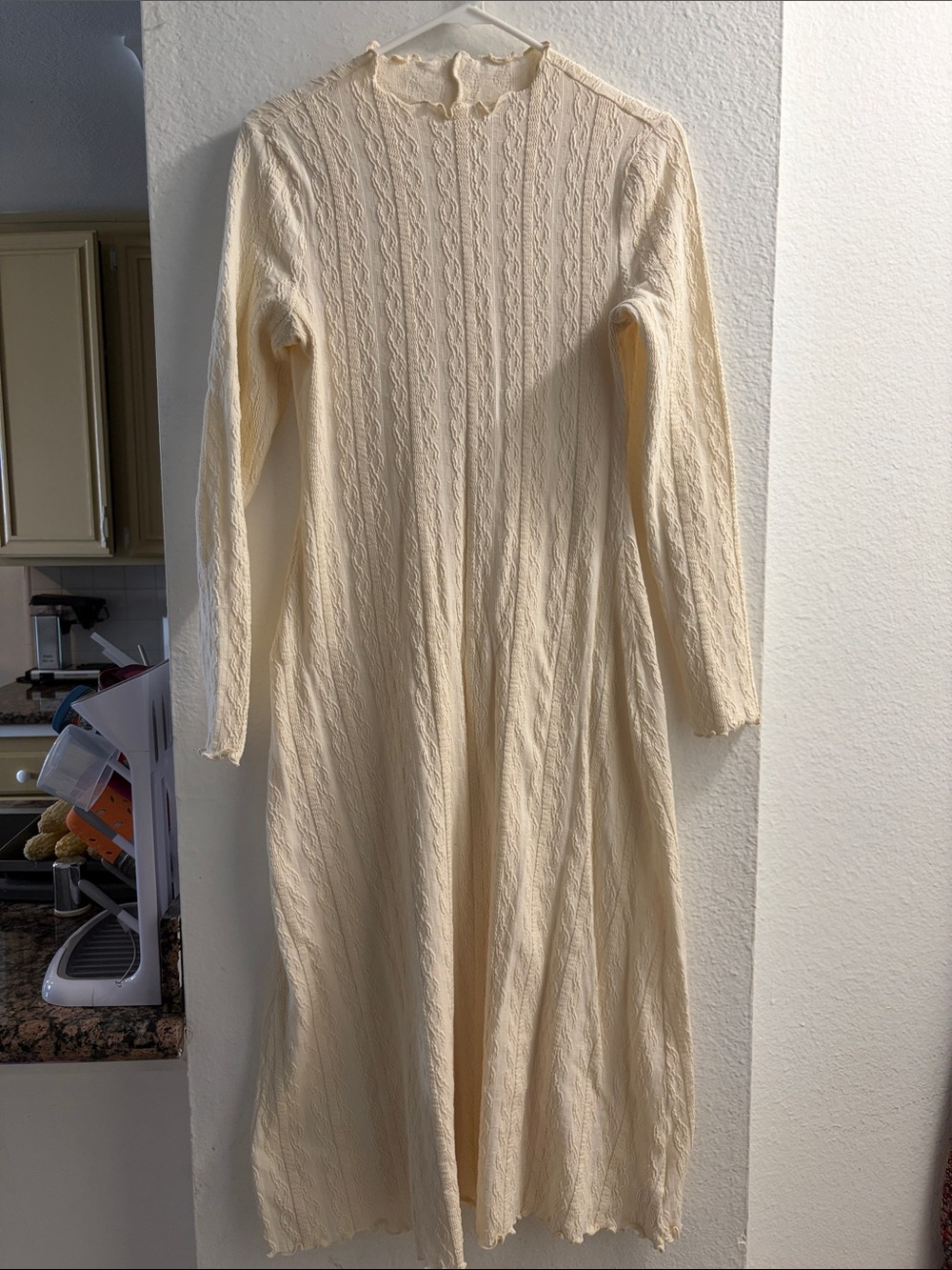ASOS Cream Cable Knit Long Sleeve Maxi Dress